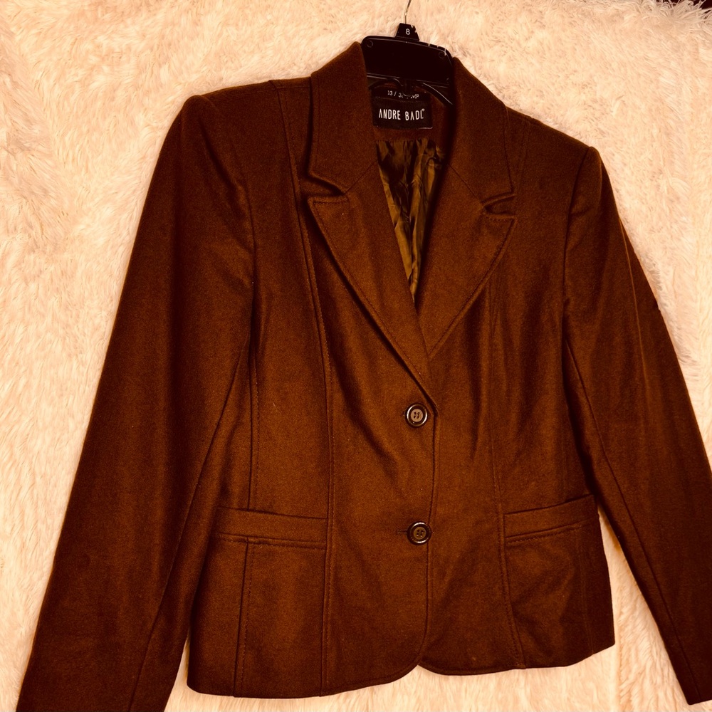 André Badi Corduroy Ruffle Shoulder Blazer Jacket Size 13/36